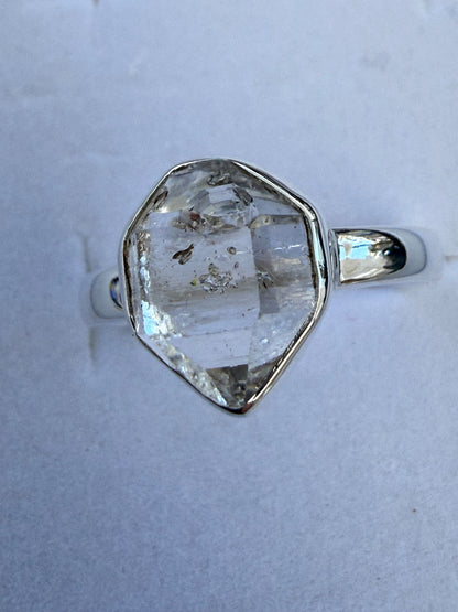 Herkimer Diamond Ring – Stone of Clarity, Amplification & Spiritual Awakening, size 7.5 Crystal Wellness