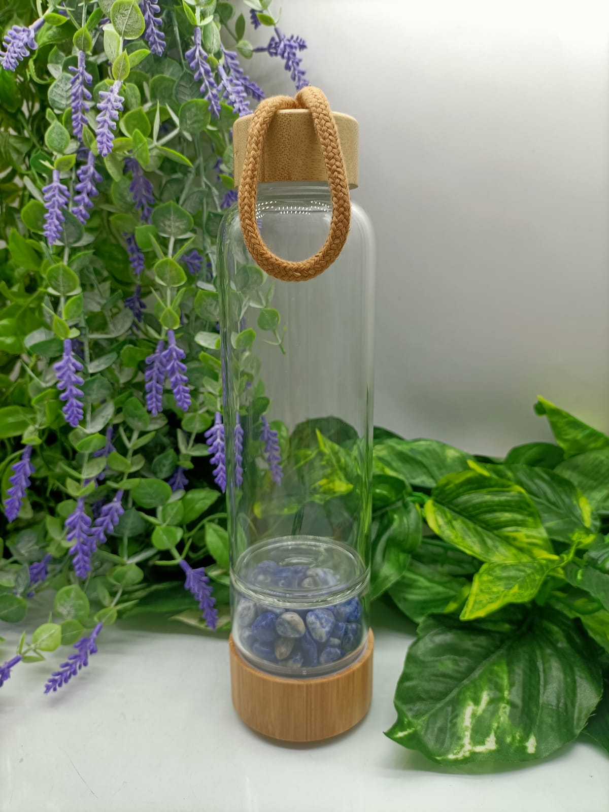 Energise Healing Crystal Bamboo Water Bottle Crystal Wellness