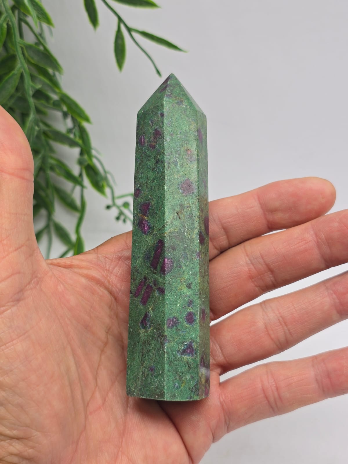 Ruby Fuchsite Point Crystal Wellness