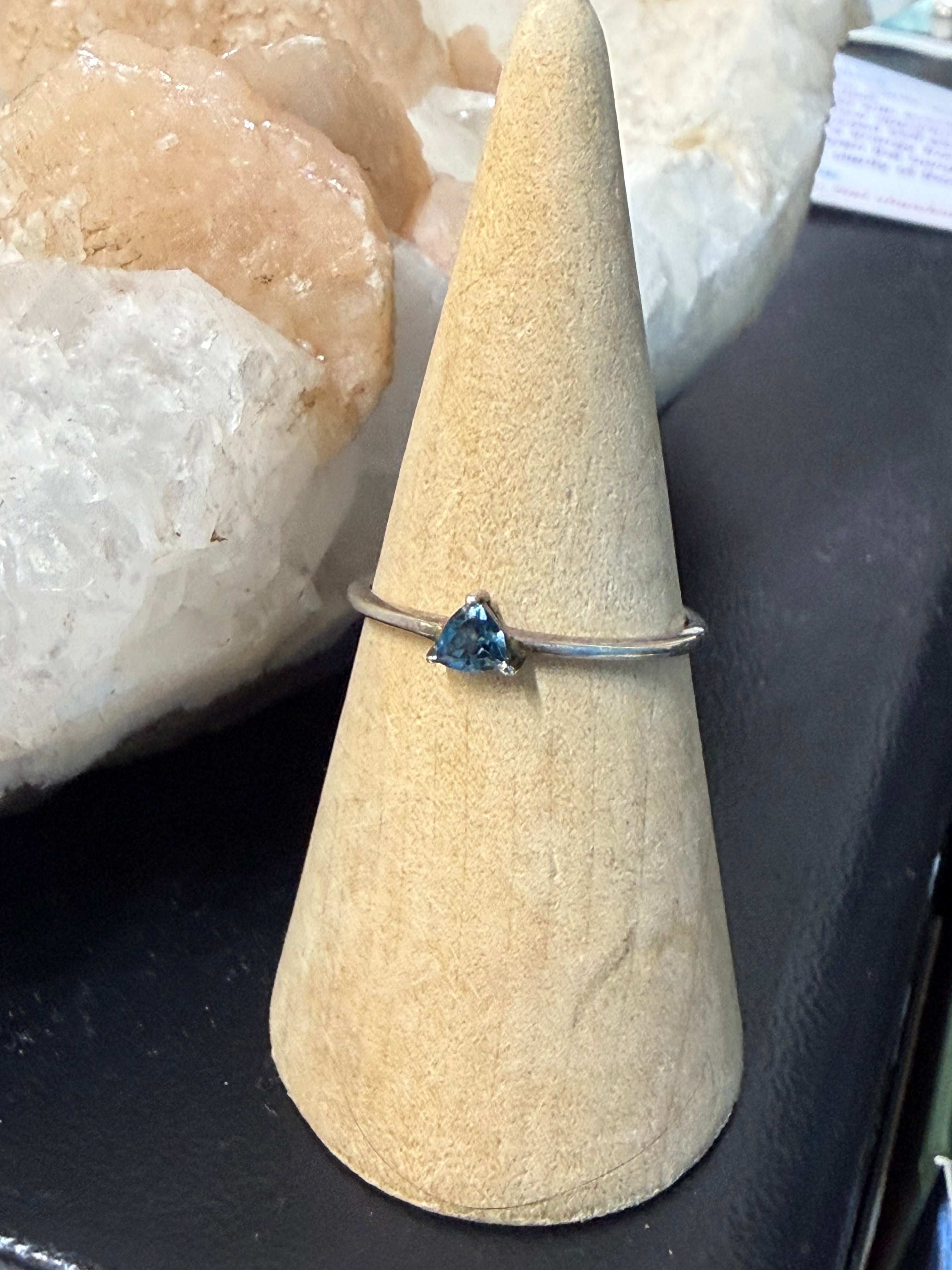 London Blue Topaz Ring, size 9  – Deep Ocean Blue Gemstone of Calm, Clarity & Inner Wisdom Crystal Wellness