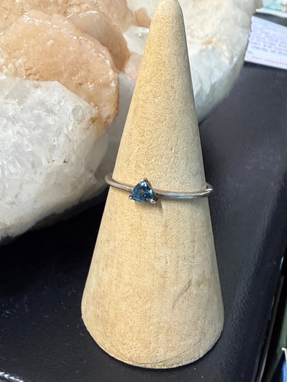 London Blue Topaz Ring, size 9  – Deep Ocean Blue Gemstone of Calm, Clarity & Inner Wisdom Crystal Wellness