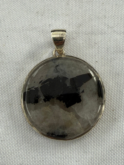 Black Tourmaline in Quartz Silver Pendant Crystal Wellness