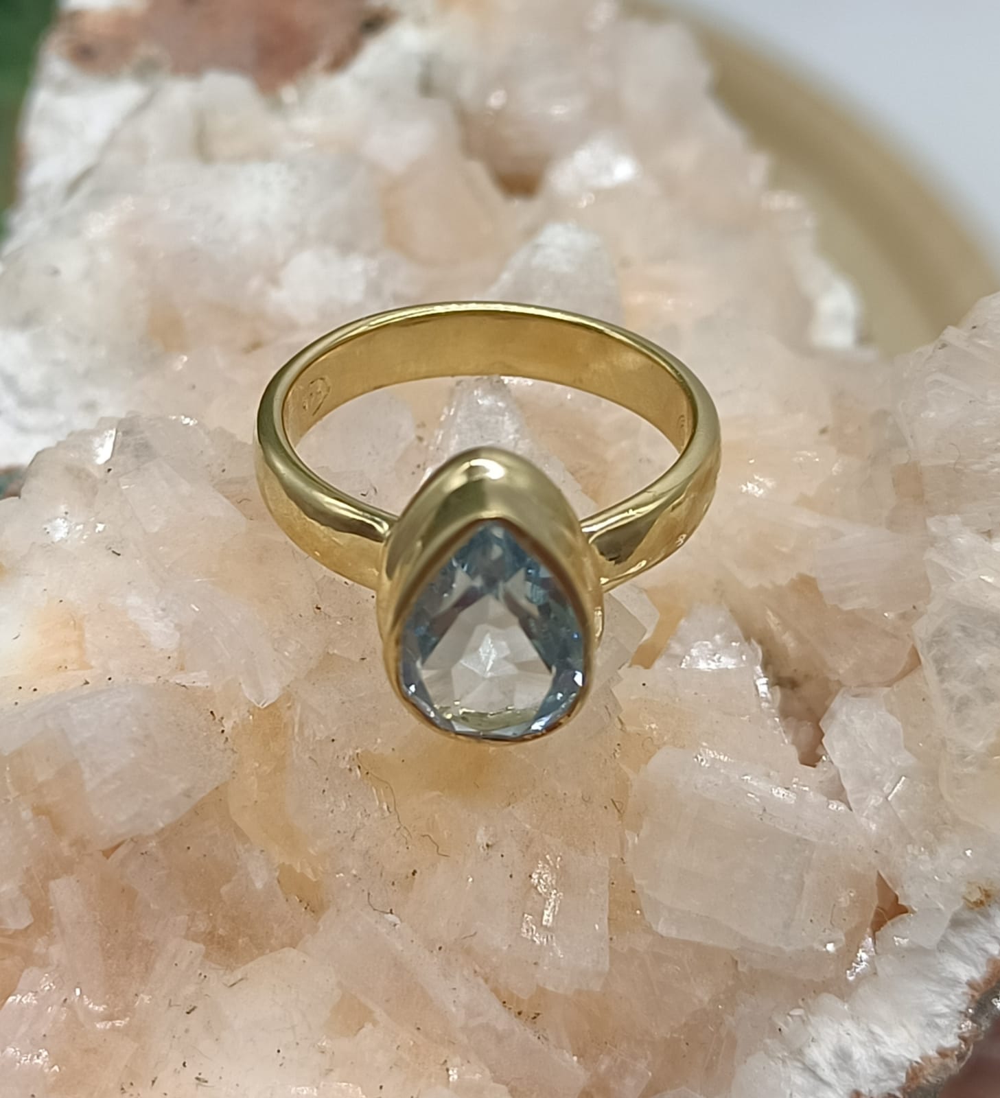 Genuine Blue Topaz Crafted in 18 carat Gold Vermeil Crystal Wellness