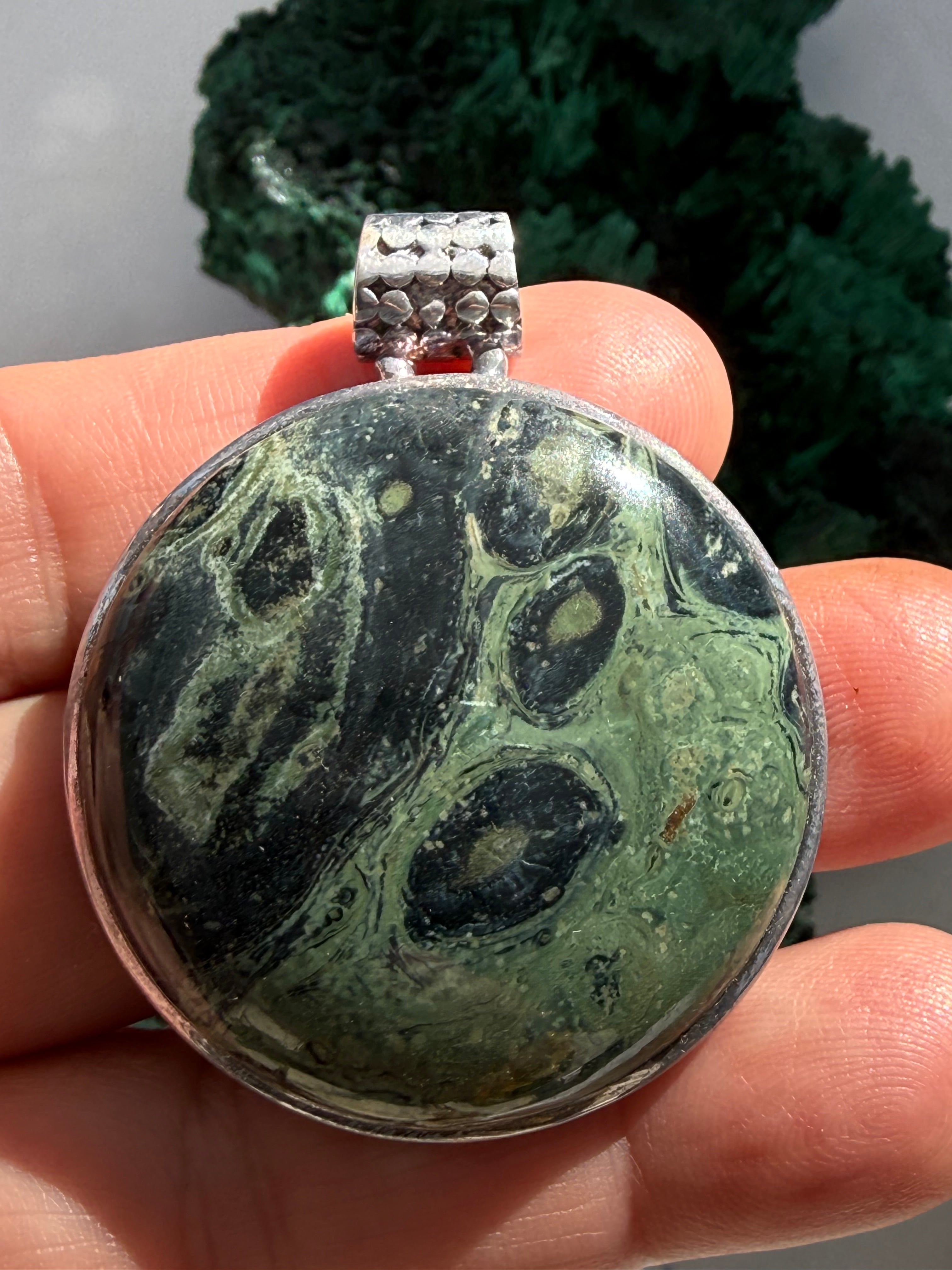 Ancient Earth Wisdom – Kambaba Jasper Silver Pendant38mmx38mm Crystal Wellness