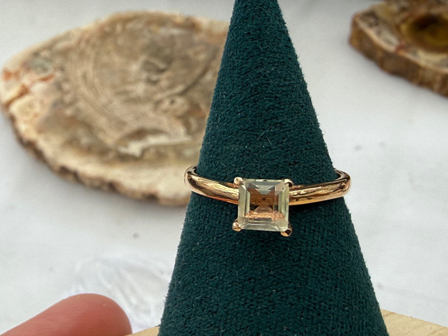 Lemon Topaz Rose Gold Ring – A Symbol of Joy, Abundance & Positive Energy, size 7 Crystal Wellness