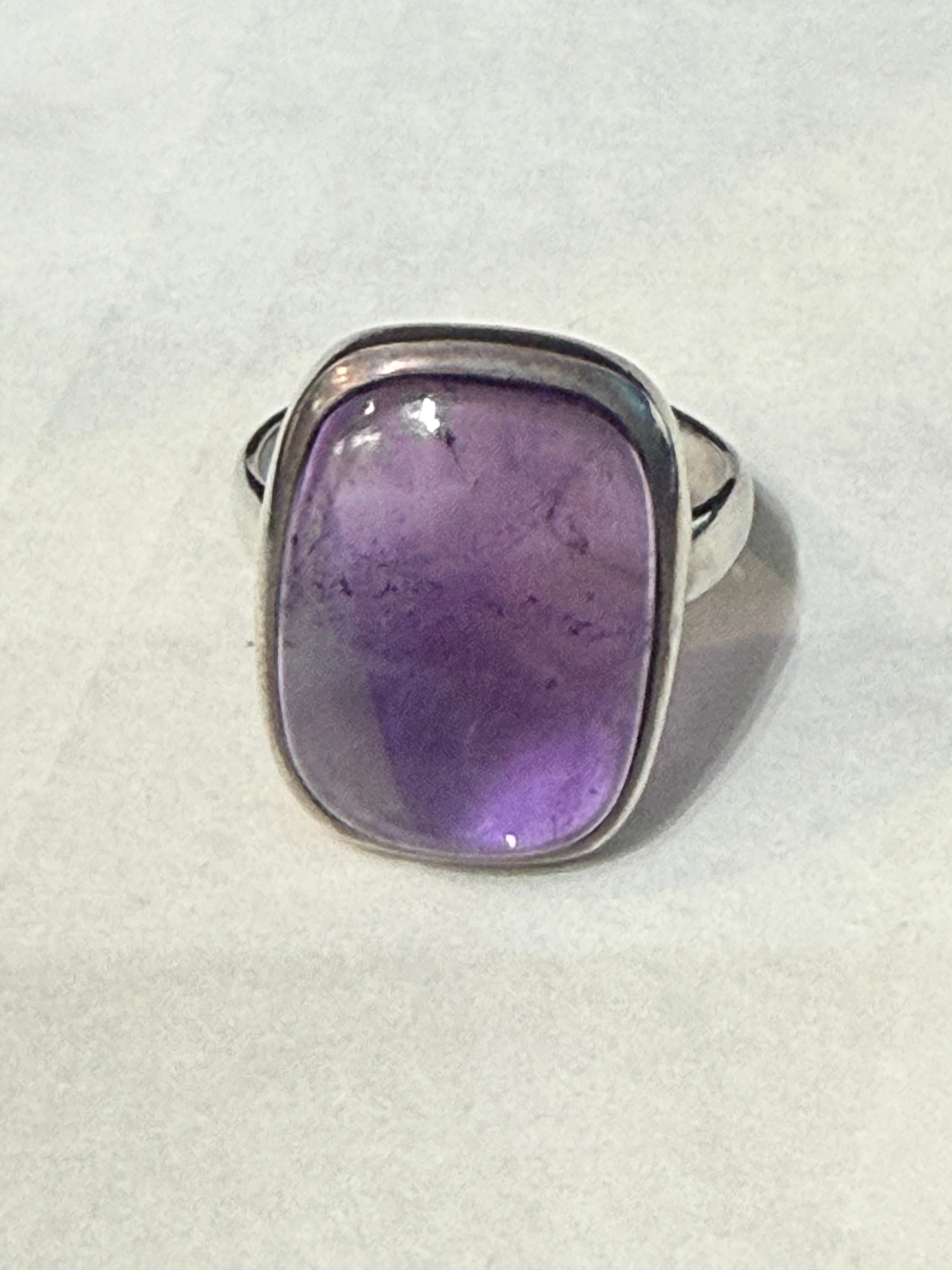 Amethyst 925 Sterling Silver Rings Size 7 Crystal Wellness