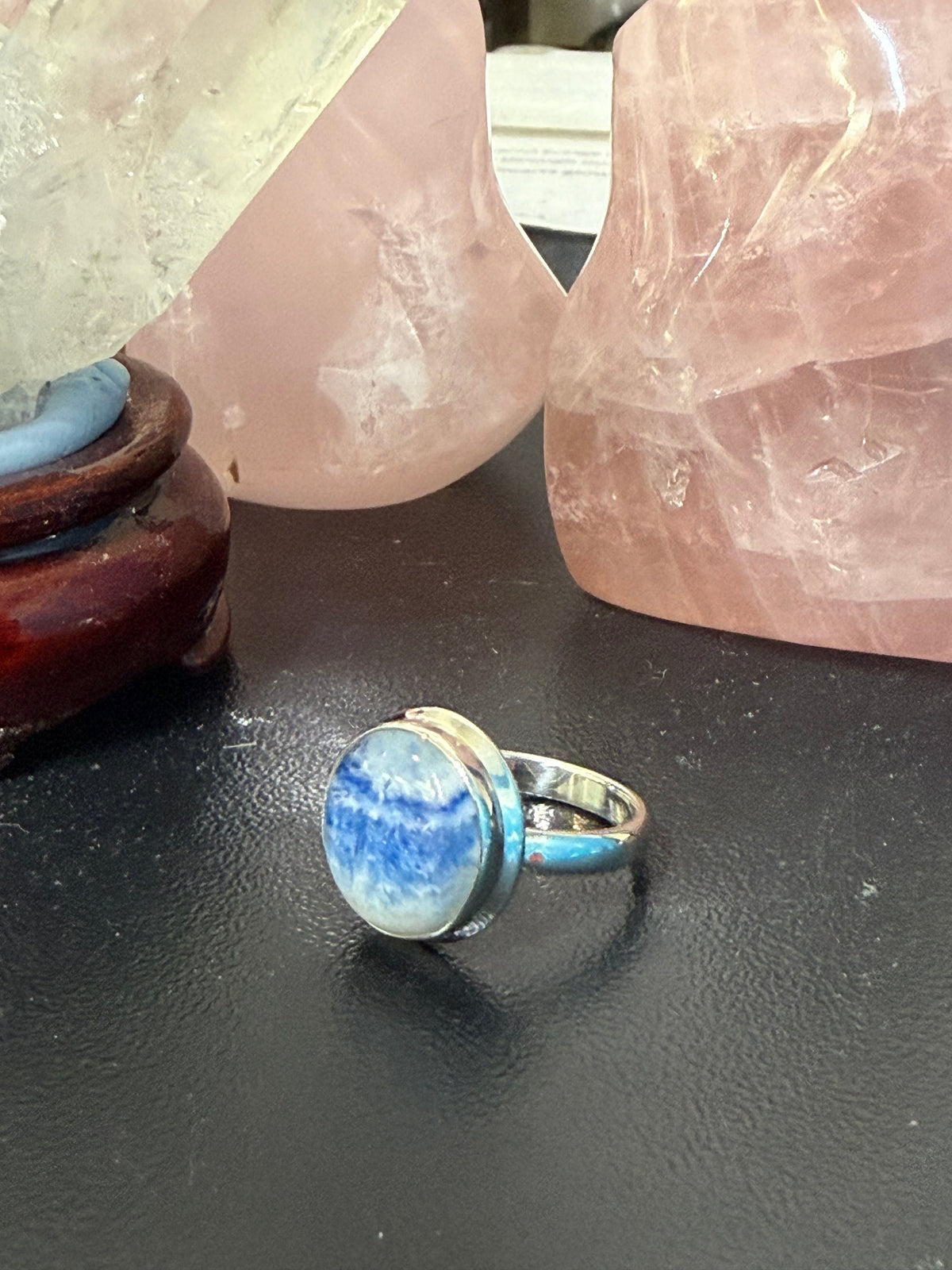 BLUE SCHEELITE RING – Intuition, Inner Peace & Spiritual Clarity, size 6 Crystal Wellness