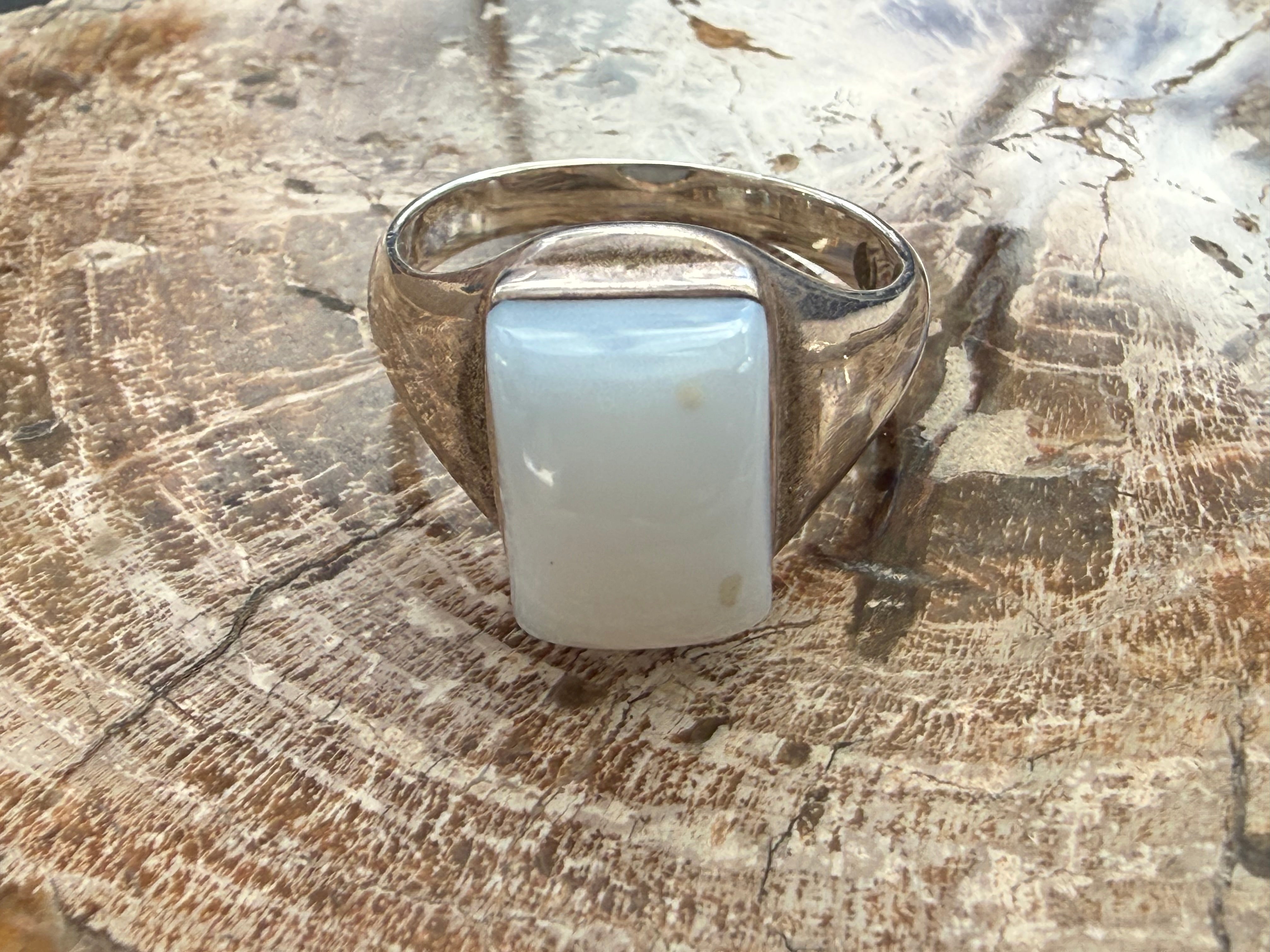 Blue Chalcedony Ring, size 8  – Calm Communication & Inner Peace Crystal Wellness