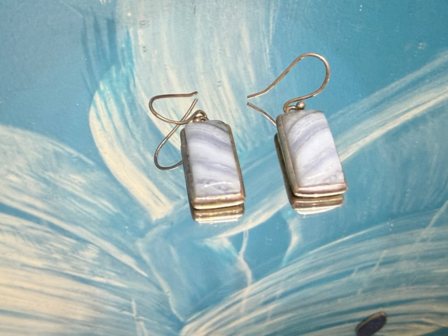 Blue Lace Agate Earrings – Peace, Calm & Gentle Communication, 21mmx11mm Crystal Wellness