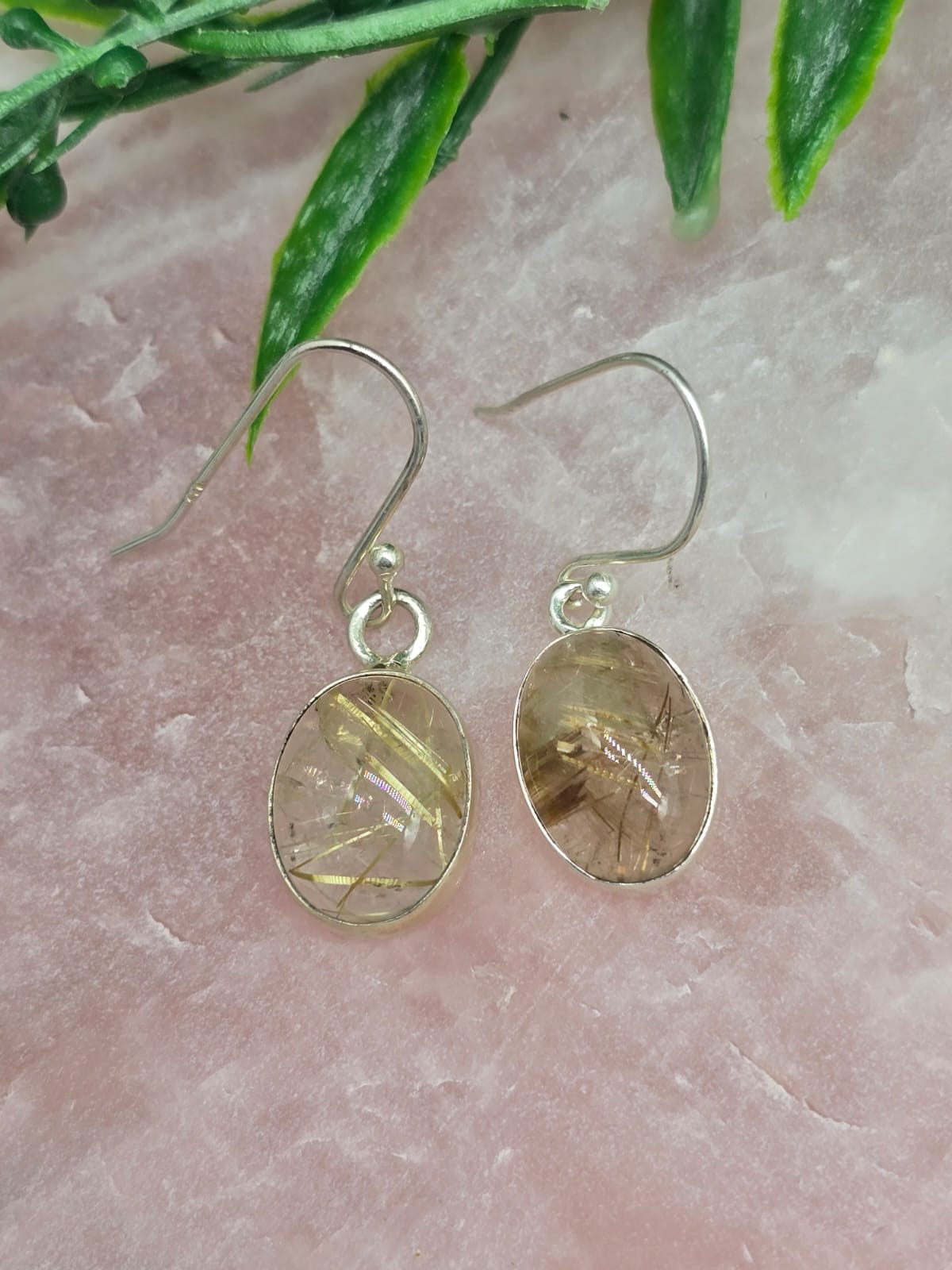 Golden Rutilated AAA Grade 925 Sterling Silver Earrings Crystal Wellness