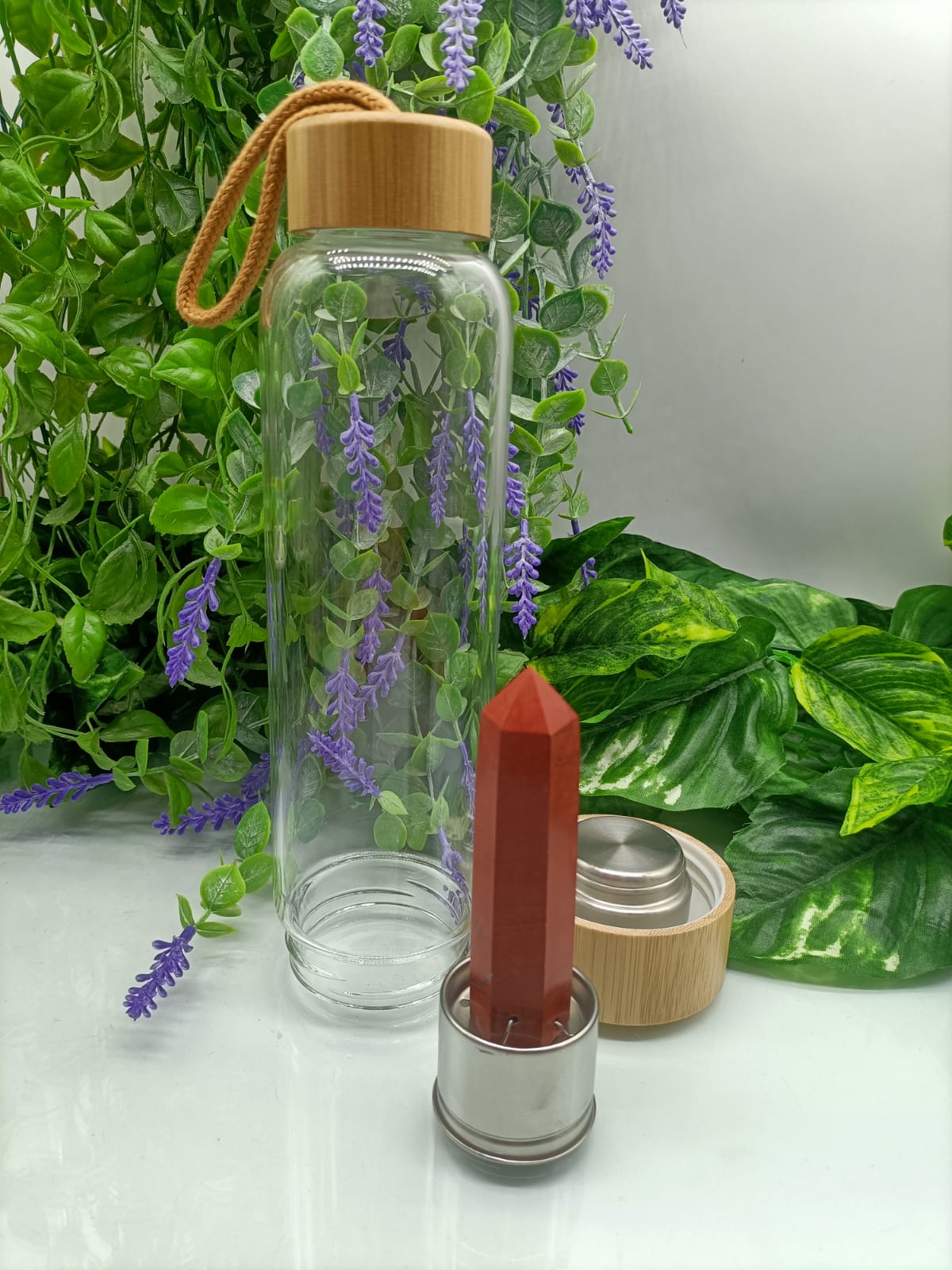 Infused Healing Crystal Bamboo Water Bottle Crystal Wellness