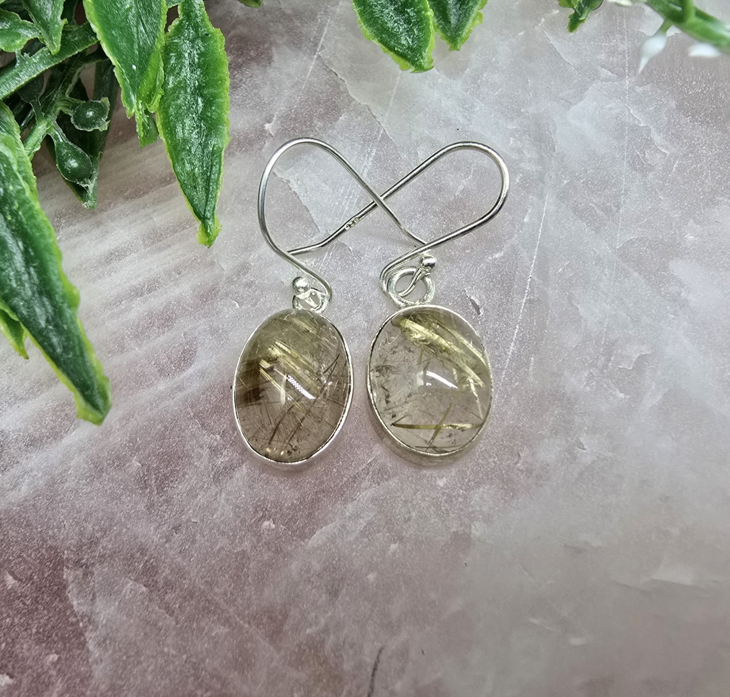 Golden Rutilated AAA Grade 925 Sterling Silver Earrings Crystal Wellness