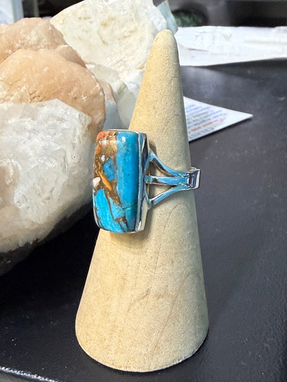 Spiny Oyster Turquoise Ring, size 7 Crystal Wellness