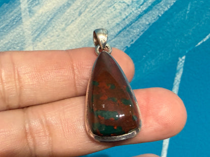 Bloodstone Pendant — Strength, Vitality & Grounded Courage, 29mmx15mm Crystal Wellness