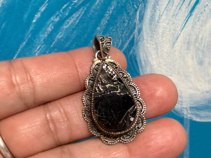 Noble Shungite Pendant Filigree 

Ancient Protection • Grounding • Energetic Balance, 30mmx22mm Crystal Wellness