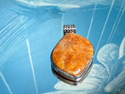 Orange Calcite Pendant — Joy, Vitality & Creative Energy, 37mmx27mm Crystal Wellness