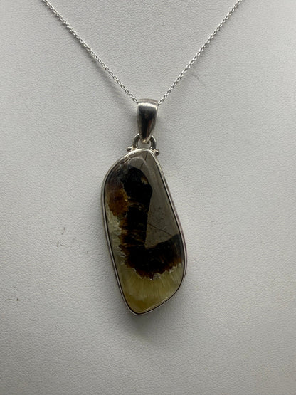 Septarian Sterling Silver (92.5) Pendant – 40x18mm Crystal Wellness