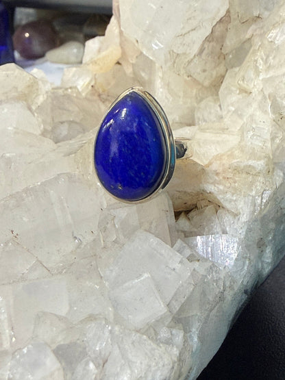 Lapis Lazuli Sterling Silver Ring Size 6.5 Crystal Wellness