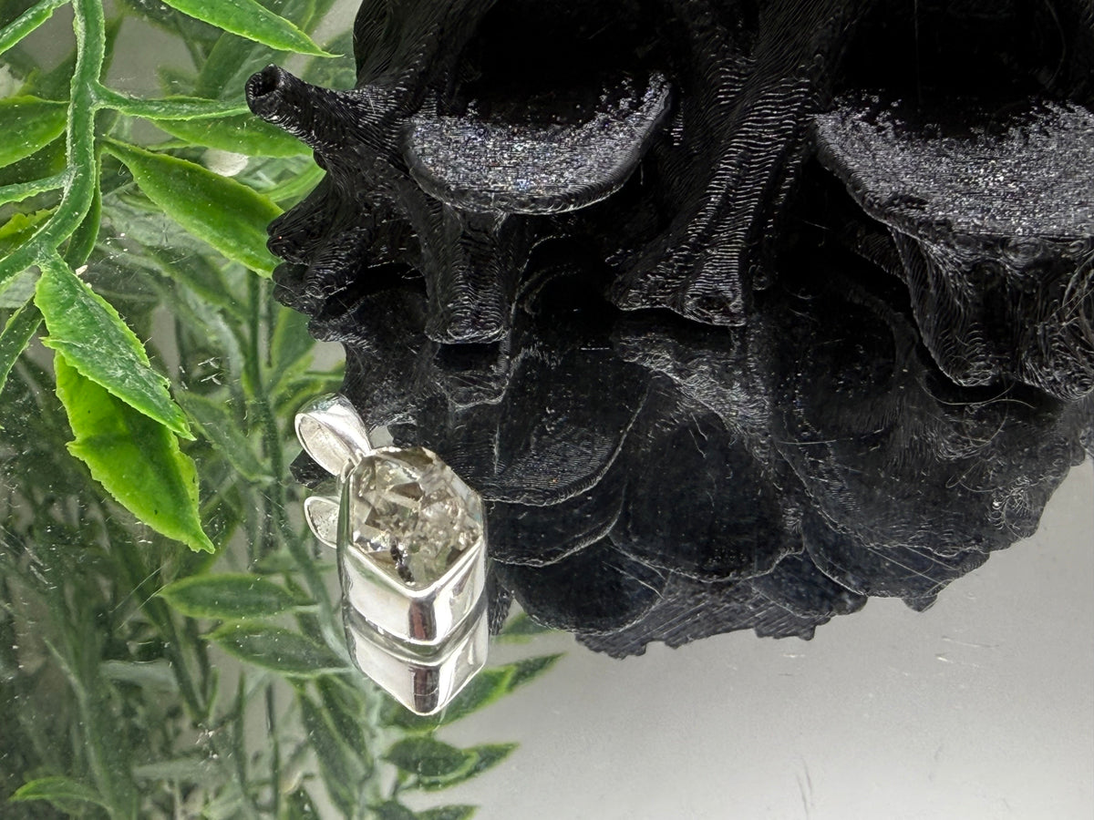 HERKIMER DIAMOND SILVER PENDANT — “Clarity, Light & Spiritual Connection”, 13mmx9mm Crystal Wellness