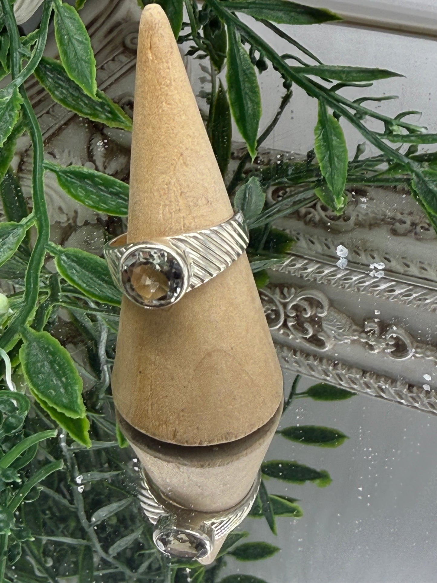 Radiant Clarity – White Topaz Men’s Sterling Silver Ring Crystal Wellness