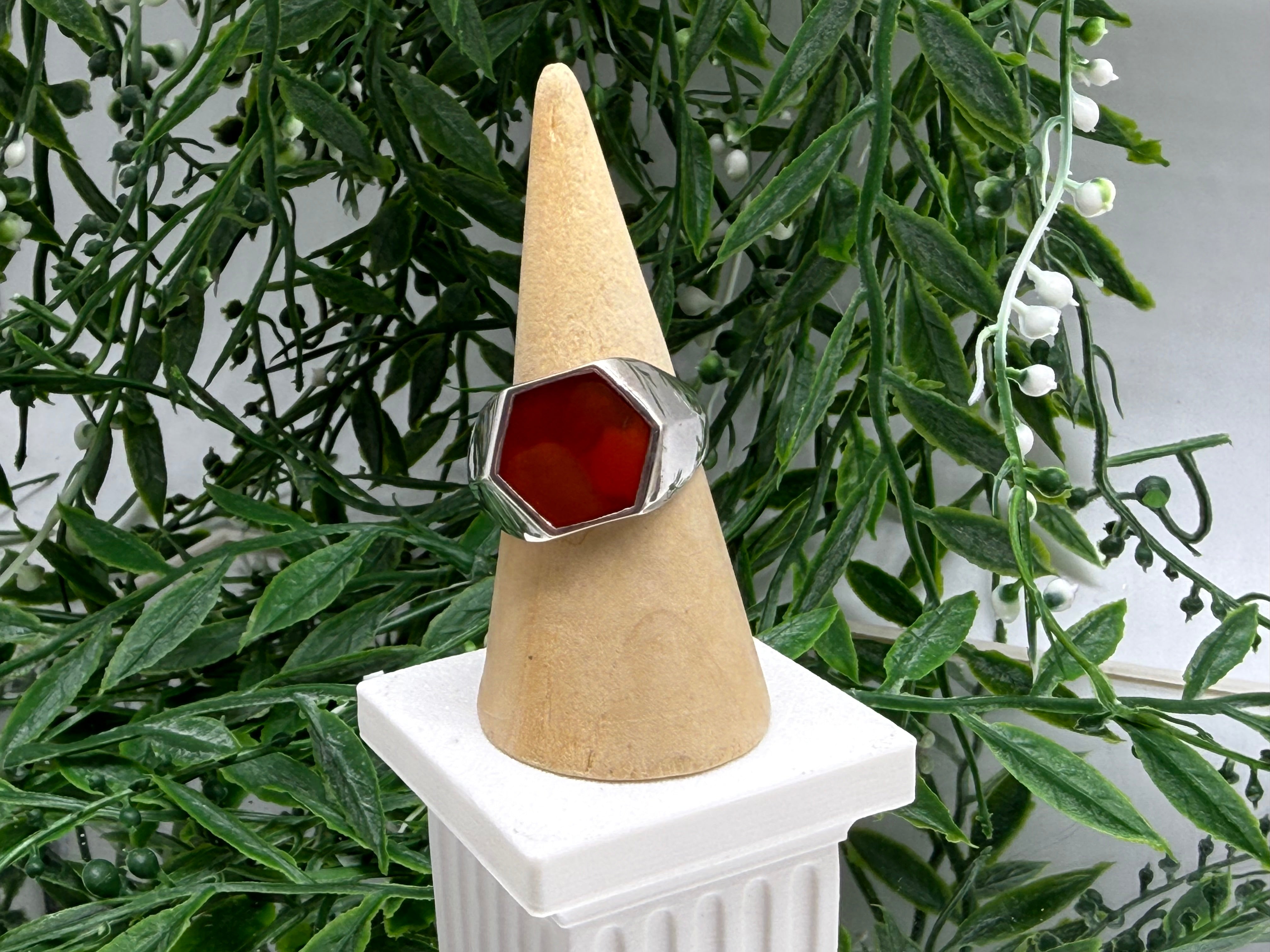 Carnelian Titanium Gold Plated Ring Crystal Wellness