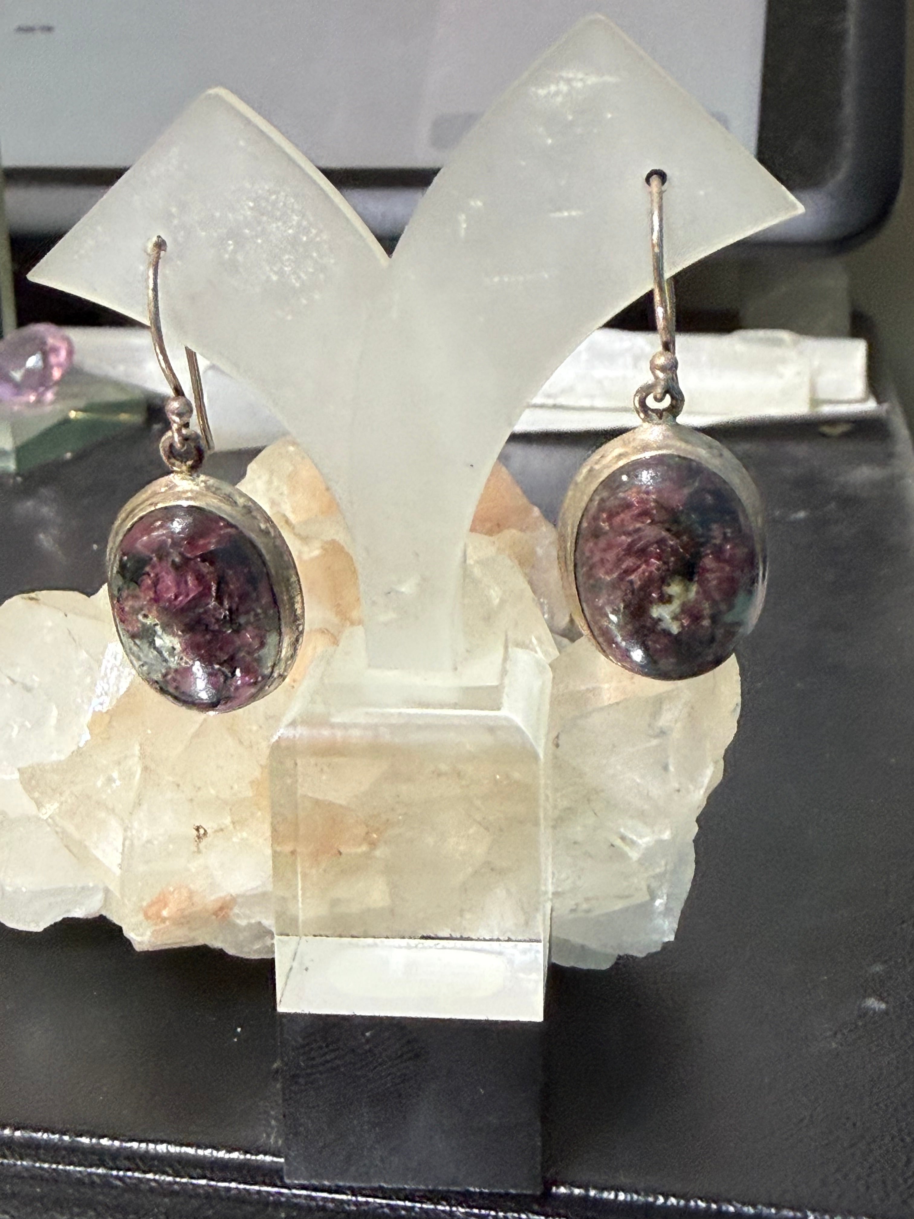 Eudialyte Earrings – Stone of Heart Healing, Courage & Life Purpose, 20mmx16mm Crystal Wellness