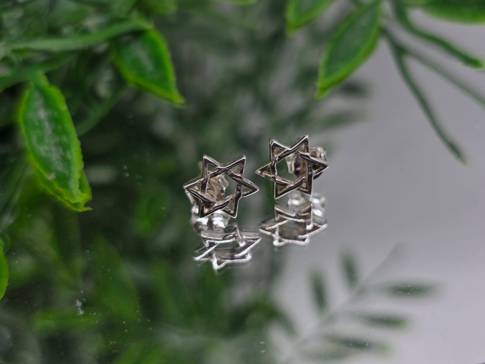 Sterling Silver Star of David Stud Earrings Crystal Wellness