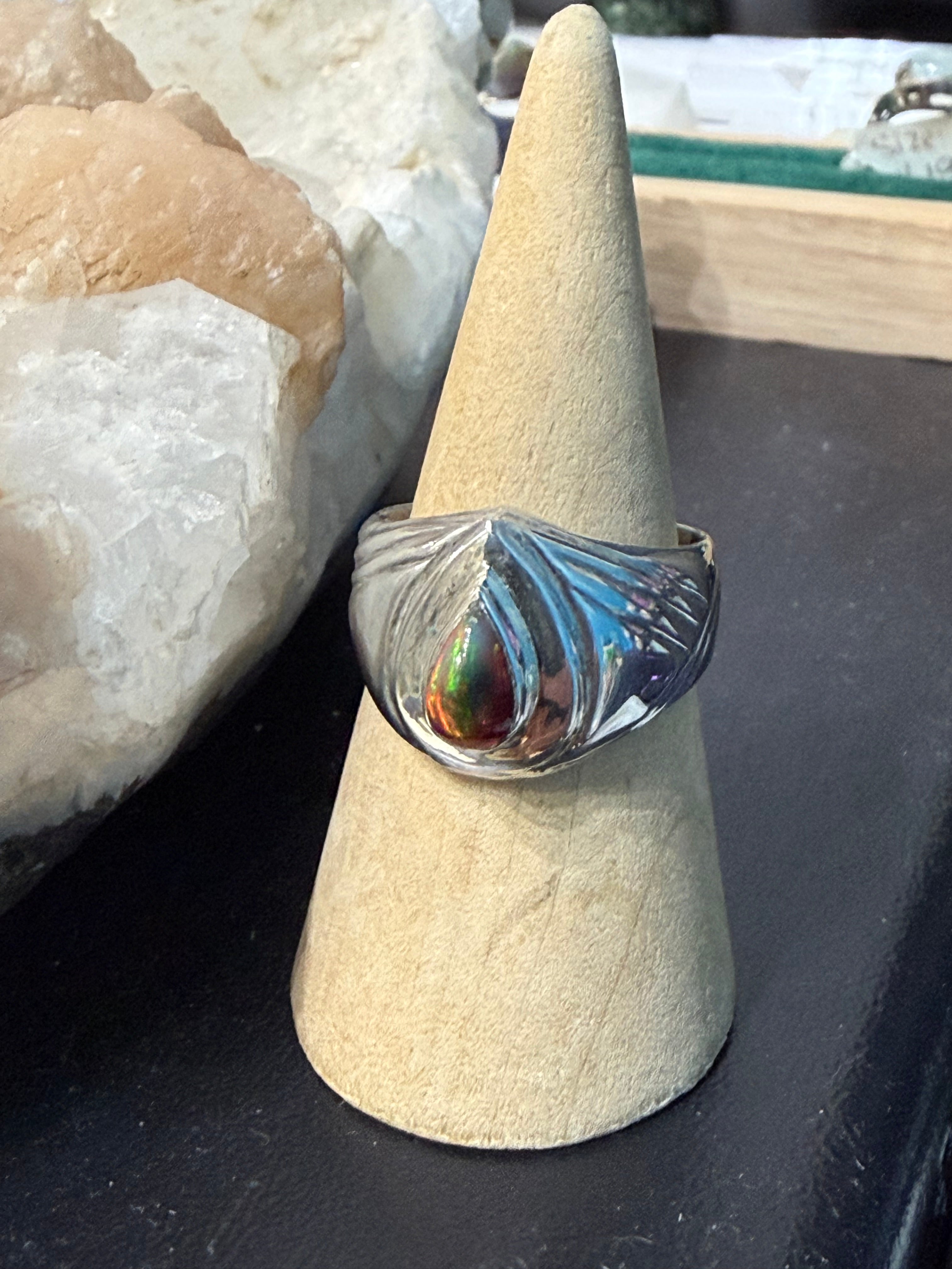 Australian Opal Men’s Ring, size 10.5– Fire of the Earth Crystal Wellness