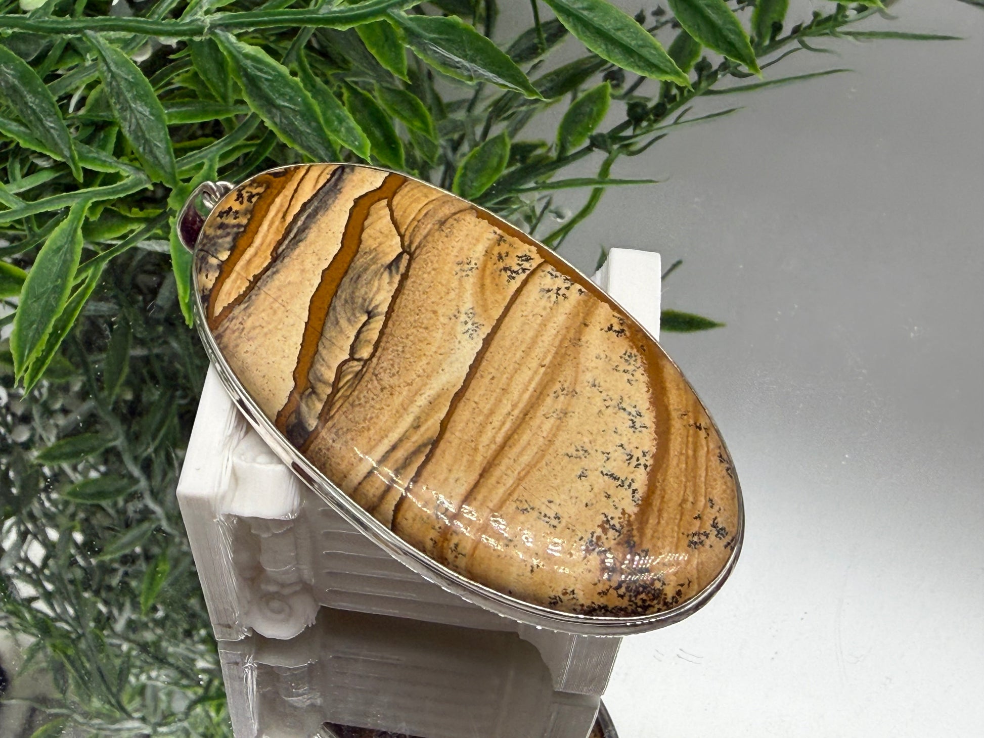 Earth Wisdom Picture Jasper Pendant – 88mm x 52mm Crystal Wellness