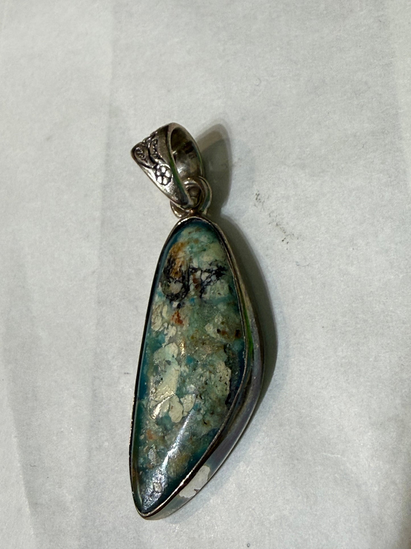 Chrysocolla Pendant — Stone of Divine Feminine & Gentle Truth, 35mmx15mm Crystal Wellness