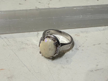 Australian Opal & Zircon Ring, size 6.5 – Light Within the Flame Crystal Wellness