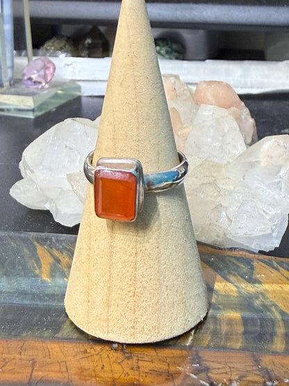 🔥 Carnelian Ring — “Ember of Courage”, size 9 Crystal Wellness