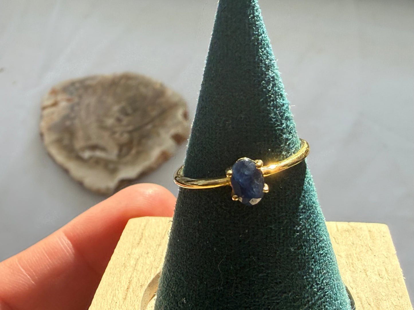 Sapphire Vermeil Ring – A Symbol of Wisdom, Truth & Inner Peace, size 7 Crystal Wellness