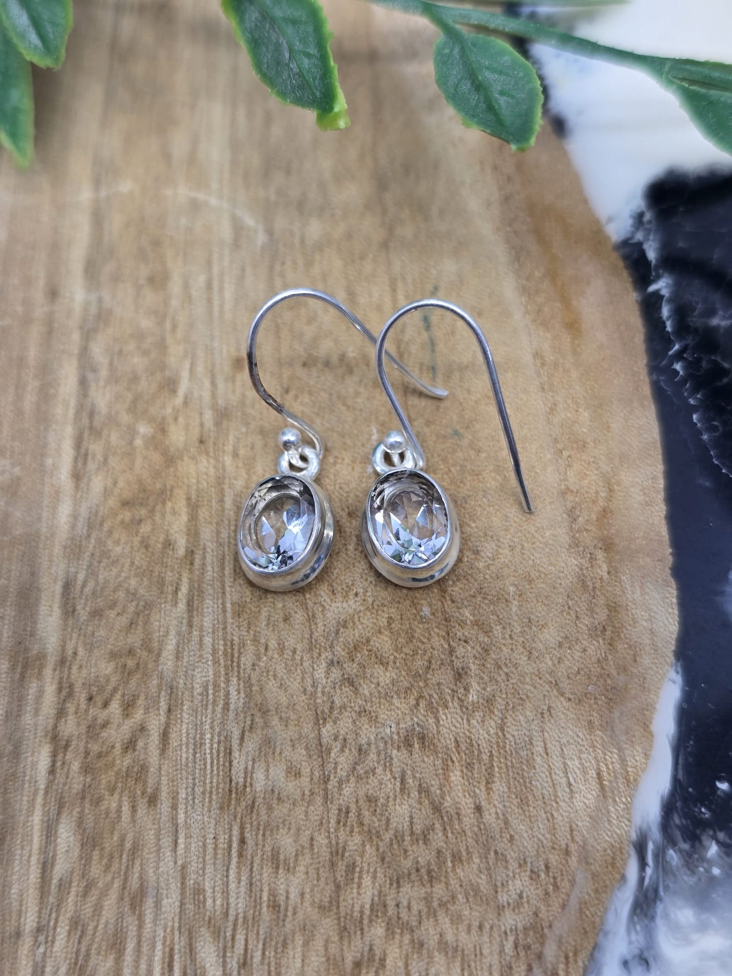 White Topaz Earrings 925 Sterling Silver Crystal Wellness