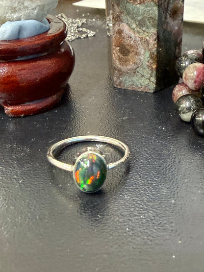 CHALAMA BLACK OPAL RING
“Stone of Mystery, Intuition & Transformation”, size 7.5 Crystal Wellness