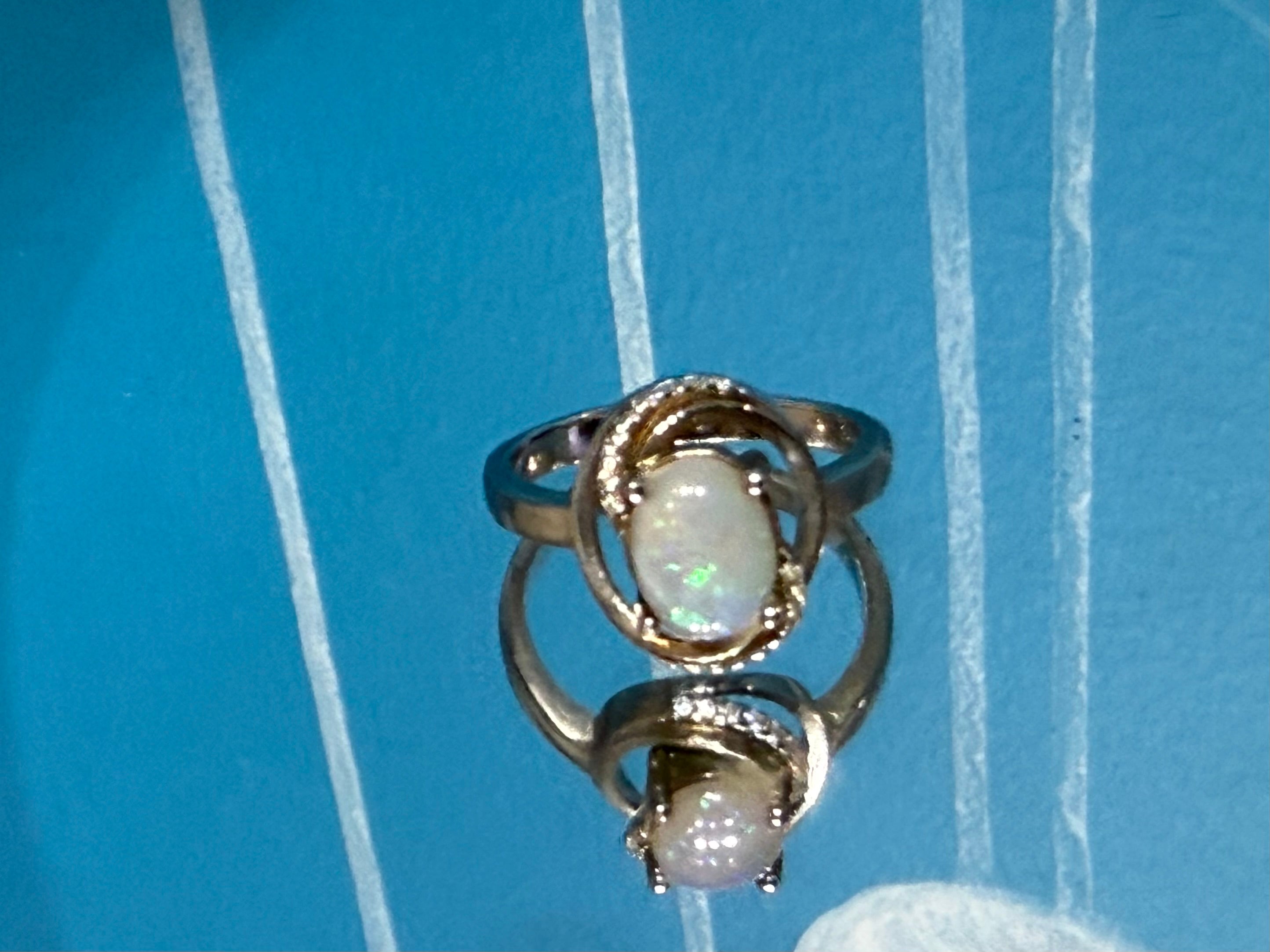 Australian Opal & Zircon Ring, size 6.5 – Light of Intuition Crystal Wellness