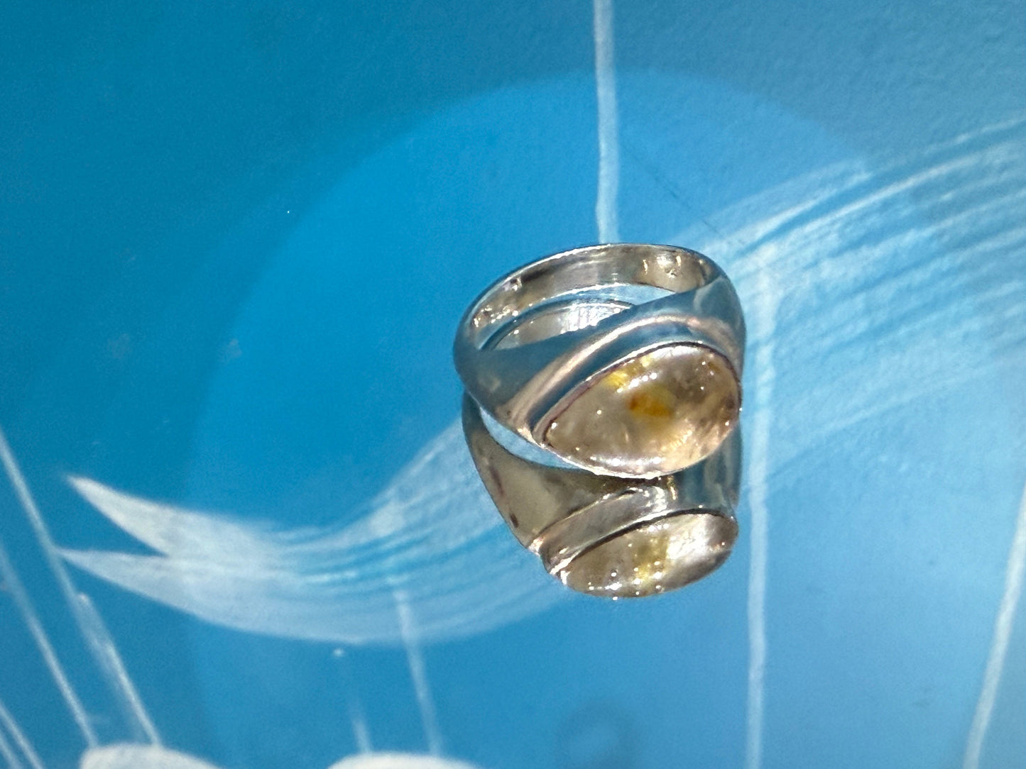 ✨ Golden Rutilated Quartz Ring — Golden Threads of Light, size 9 Crystal Wellness