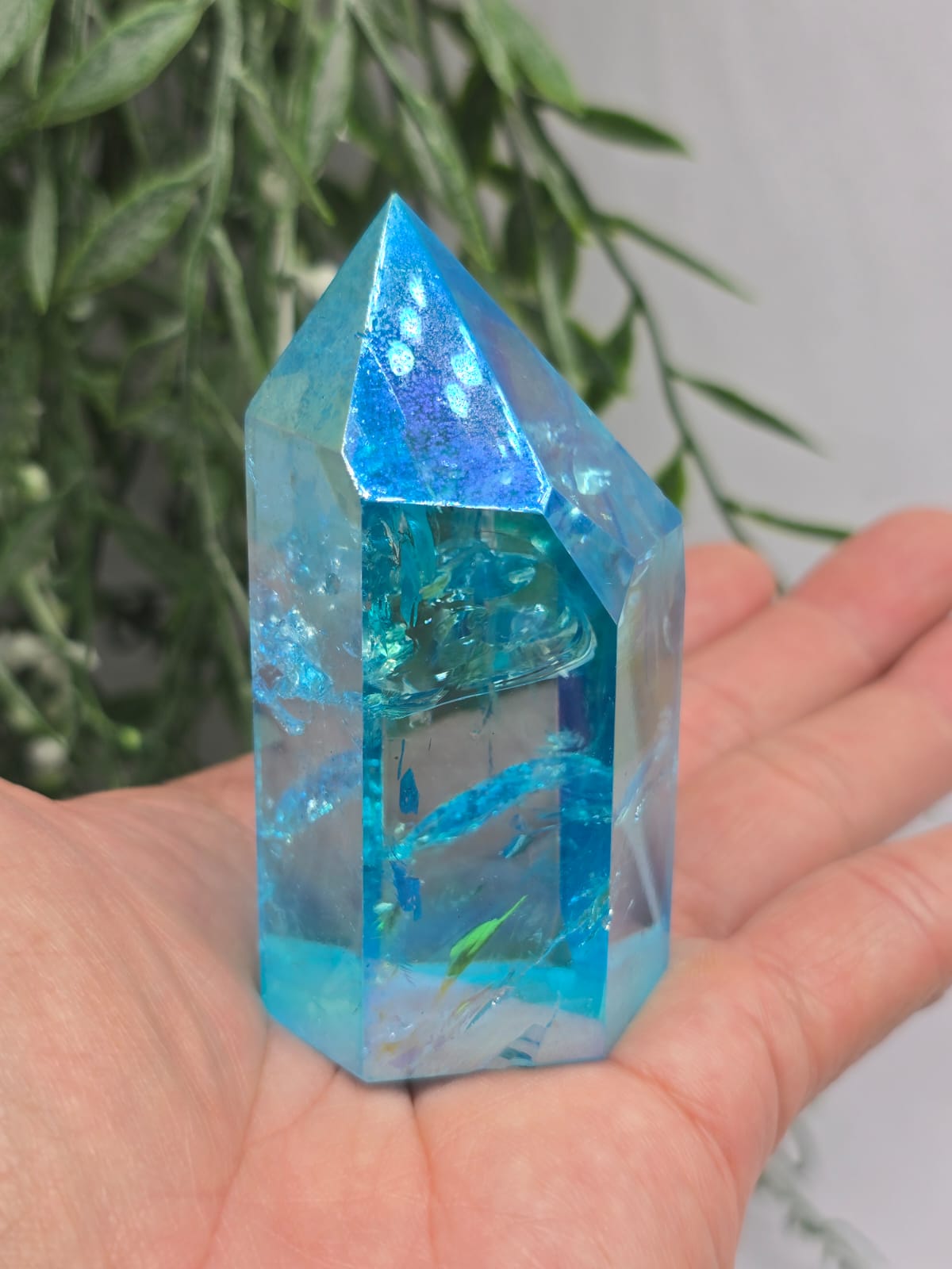 Blue Aura Quartz Point Crystal Wellness