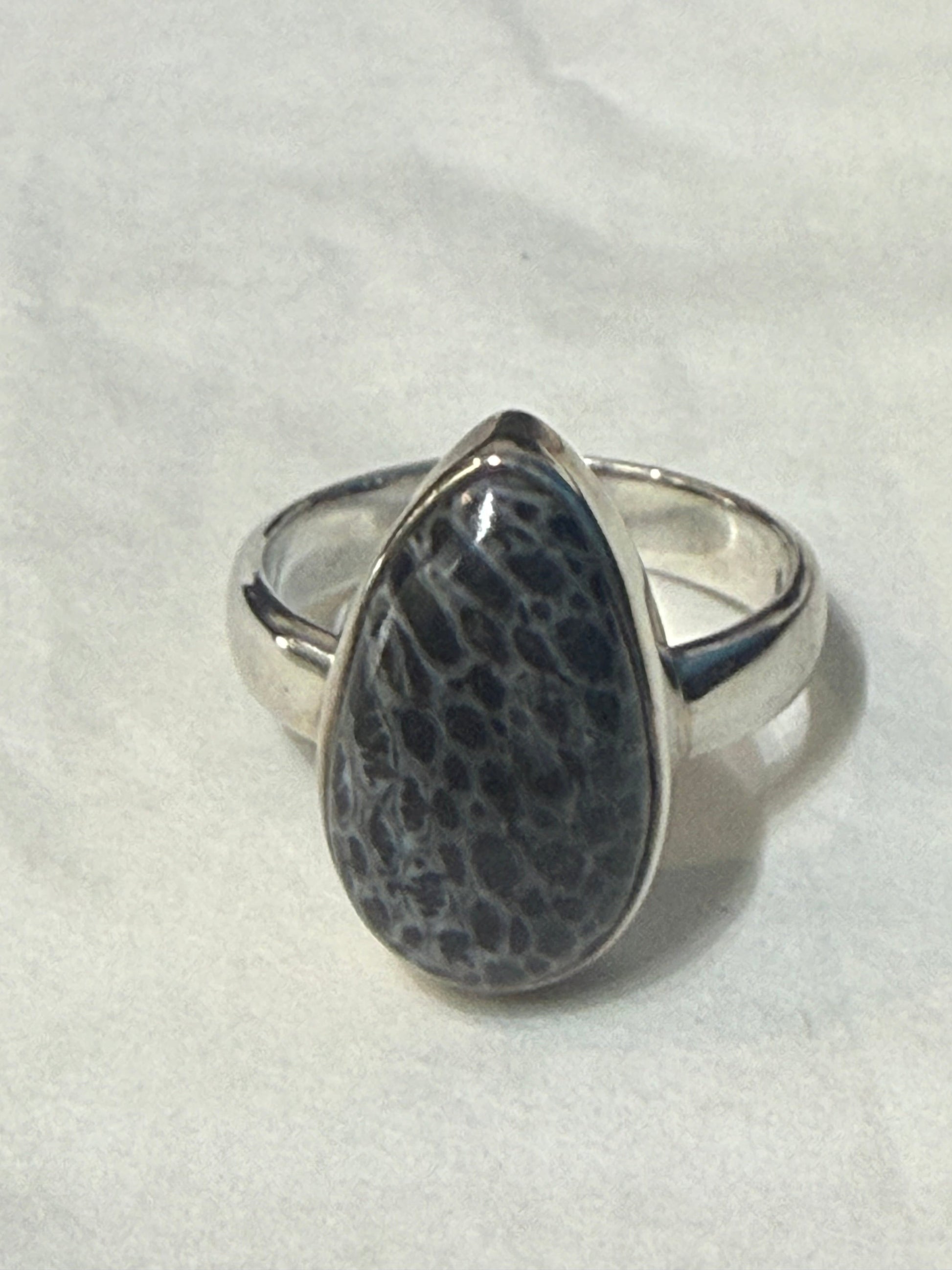 Black Coral Sterling Silver Ring – Size 6.5 Crystal Wellness