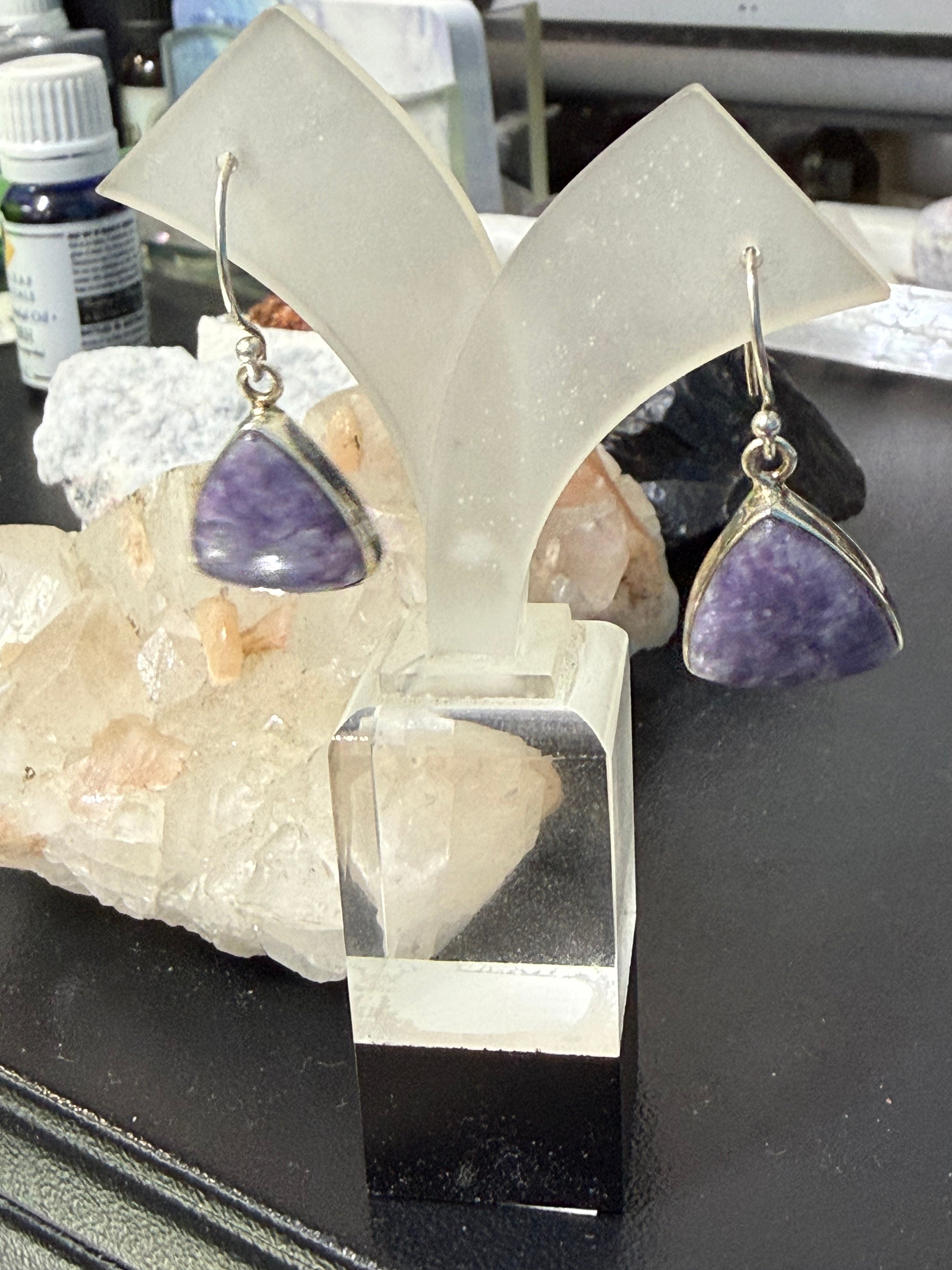 Lepidolite Earrings — Serenity in Soft Lavender, 15mmx15mm Crystal Wellness