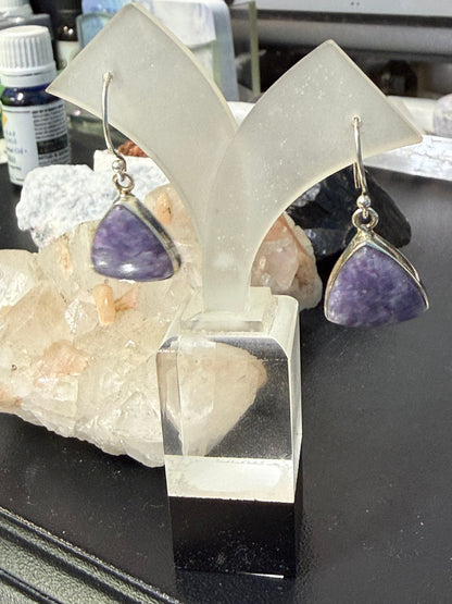 Lepidolite Earrings — Serenity in Soft Lavender, 15mmx15mm Crystal Wellness