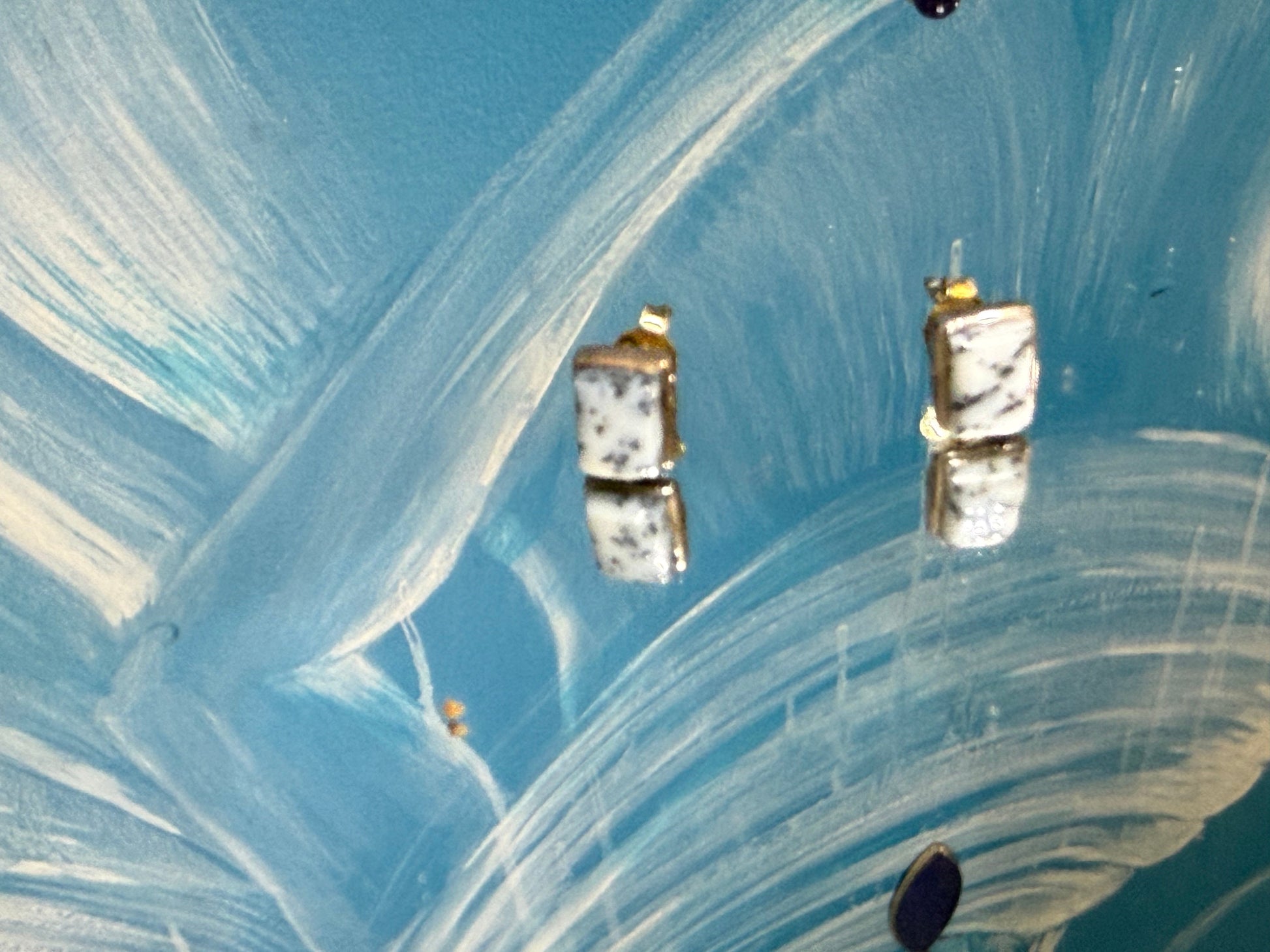Dendritic Opal Stud Earrings – Growth, Inner Peace & Connection to Nature, 7mmx4mm Crystal Wellness