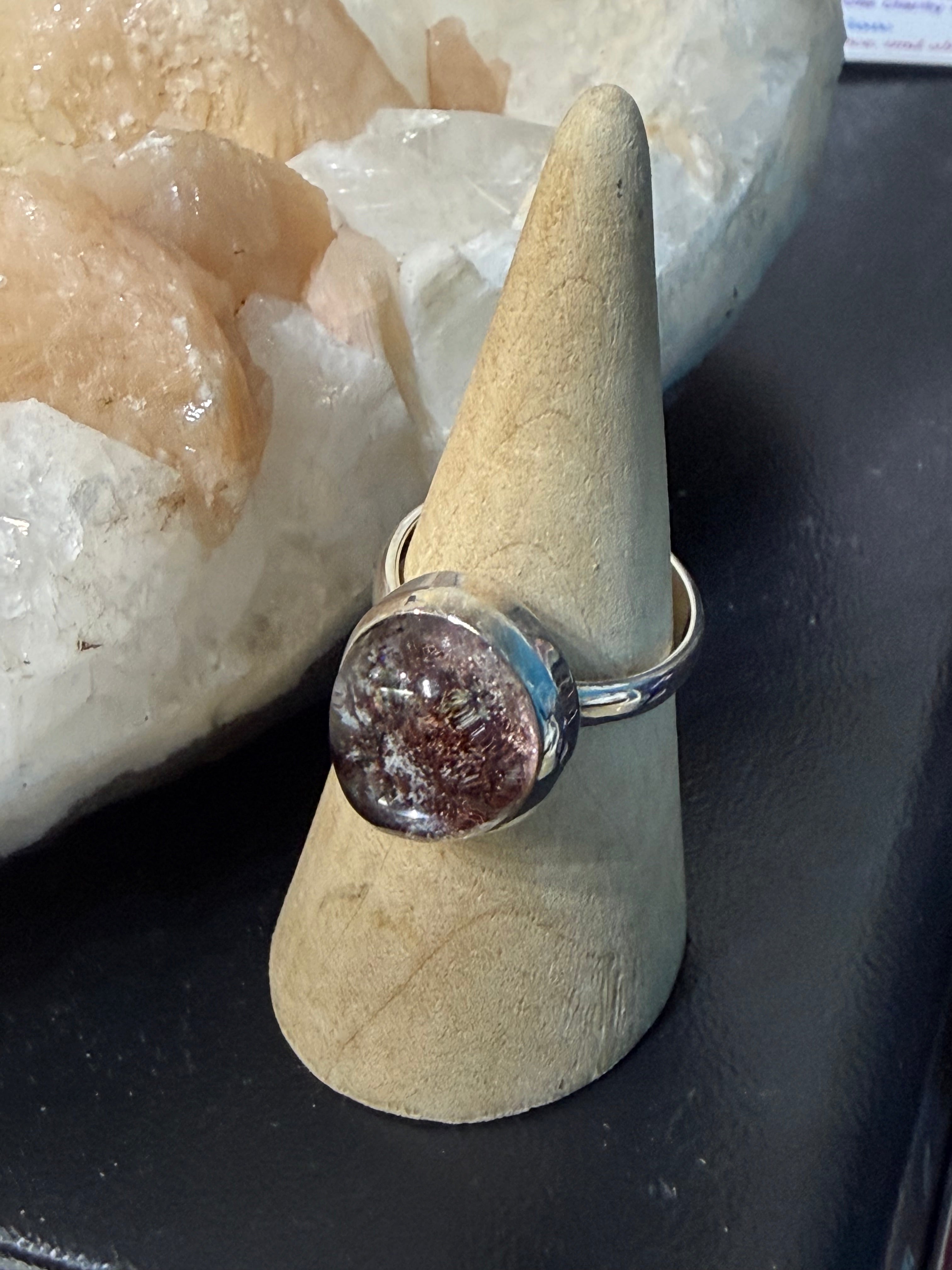 Lodolite Adjustable Ring, size 8.5  – A Garden of Dreams & Inner Manifestation Crystal Wellness
