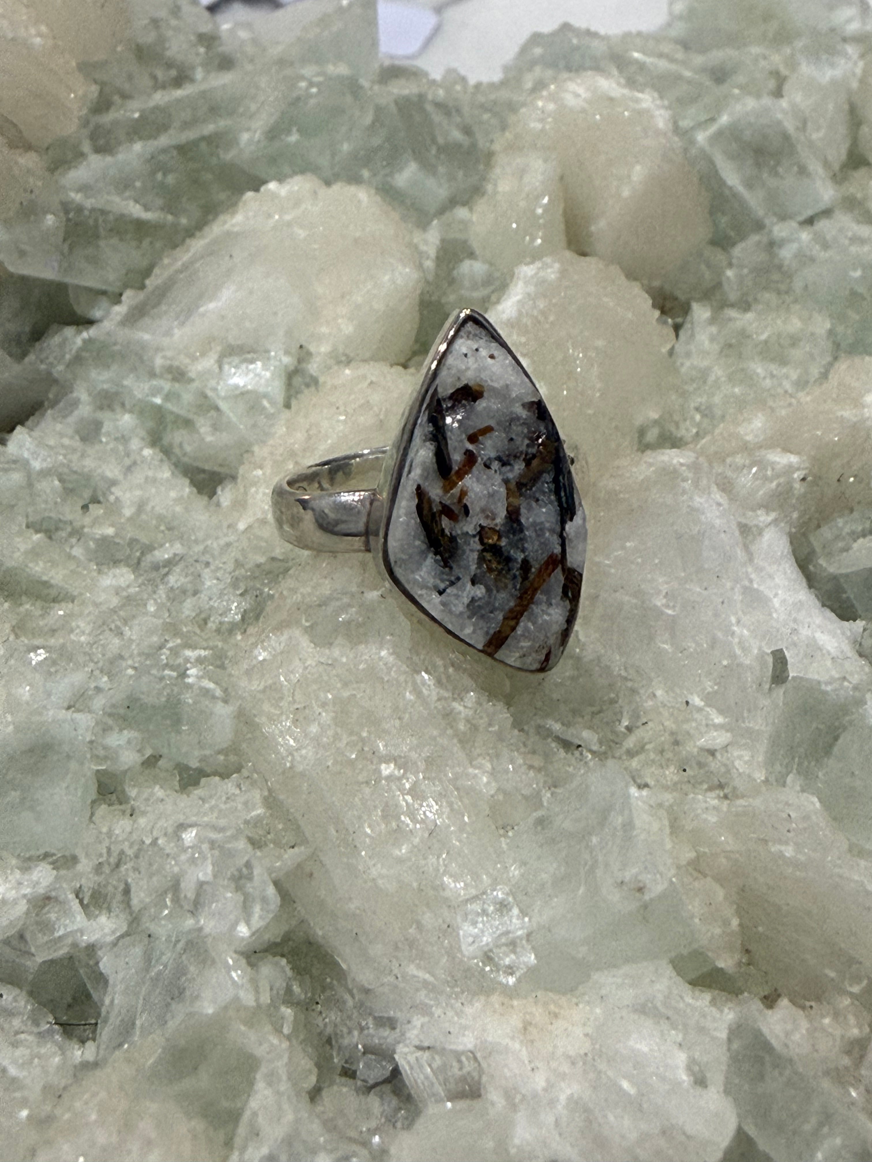 Astrophyllite Silver Ring – Size 8.5 Crystal Wellness