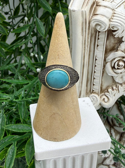 Turquoise Sterling Silver Men’s Ring – Size 9 | Stone of Wisdom & Authentic Expression Crystal Wellness