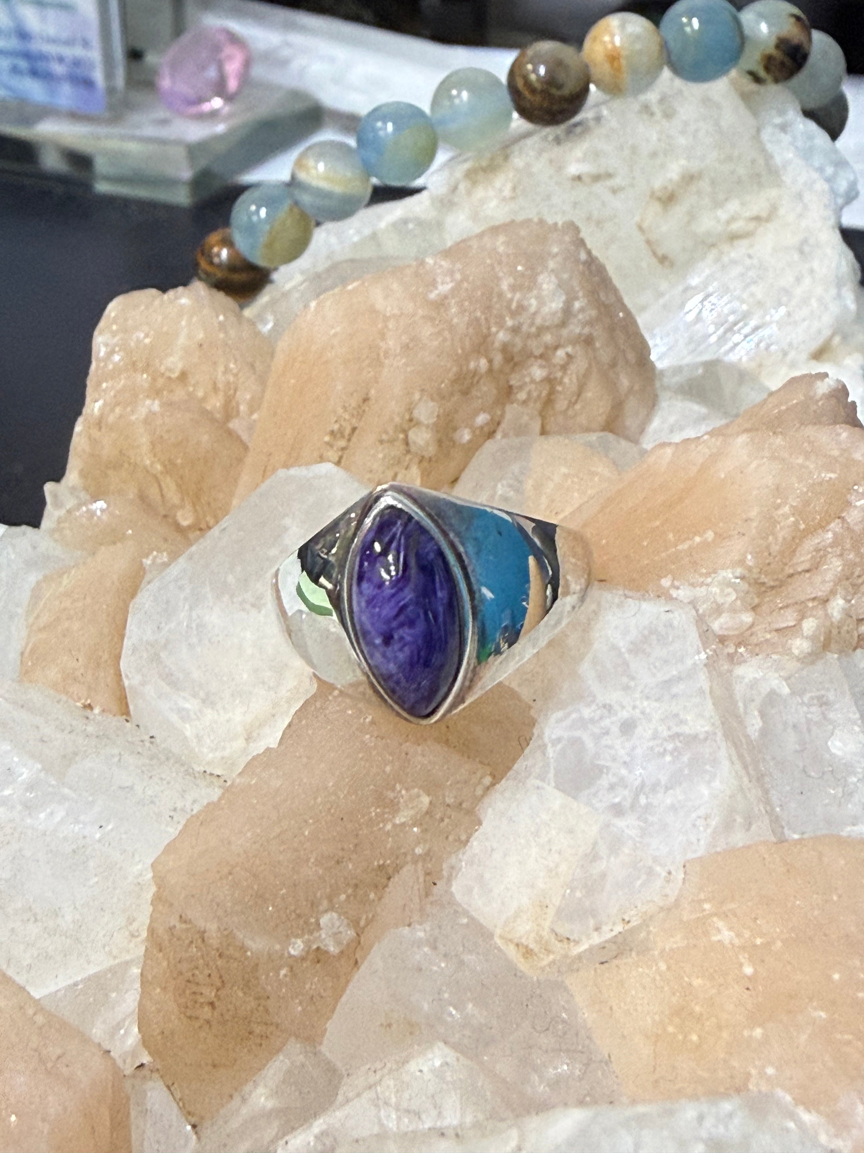 Charoite Ring, size 8– Stone of Transformation & Soul Wisdom Crystal Wellness