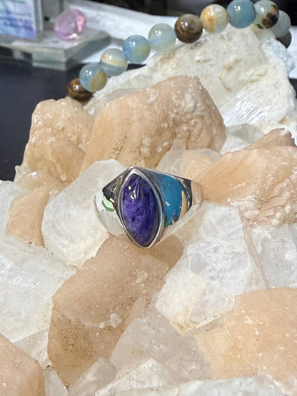 Charoite Ring, size 8– Stone of Transformation & Soul Wisdom Crystal Wellness
