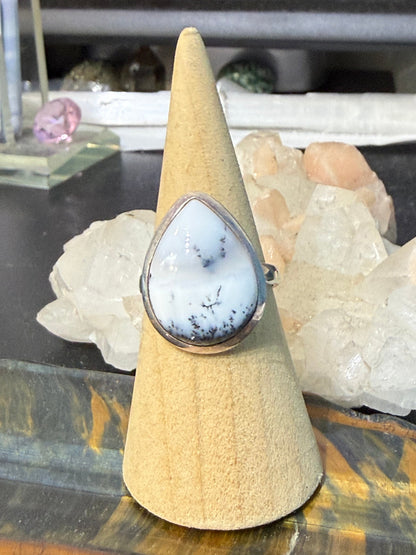 Dendritic Opal Ring — The Stone of Sacred Patterns & Inner Growth, size 9 Crystal Wellness