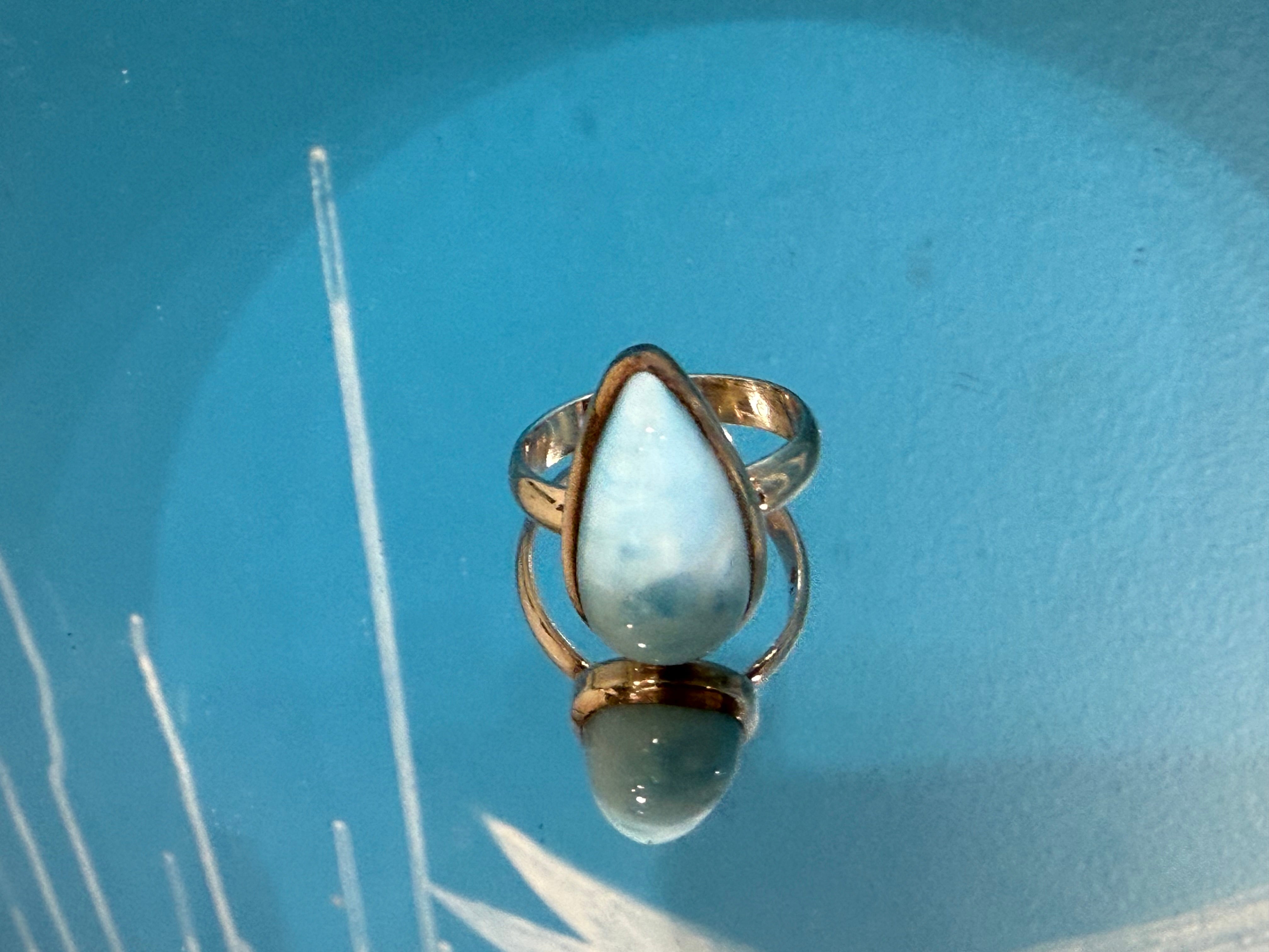 Larimar Ring, size 9 – Serenity, Communication & Divine Feminine Energy Crystal Wellness