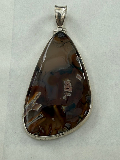 Tube Agate Sterling Silver Pendant — Pathways of Strength & Inner Flow Crystal Wellness